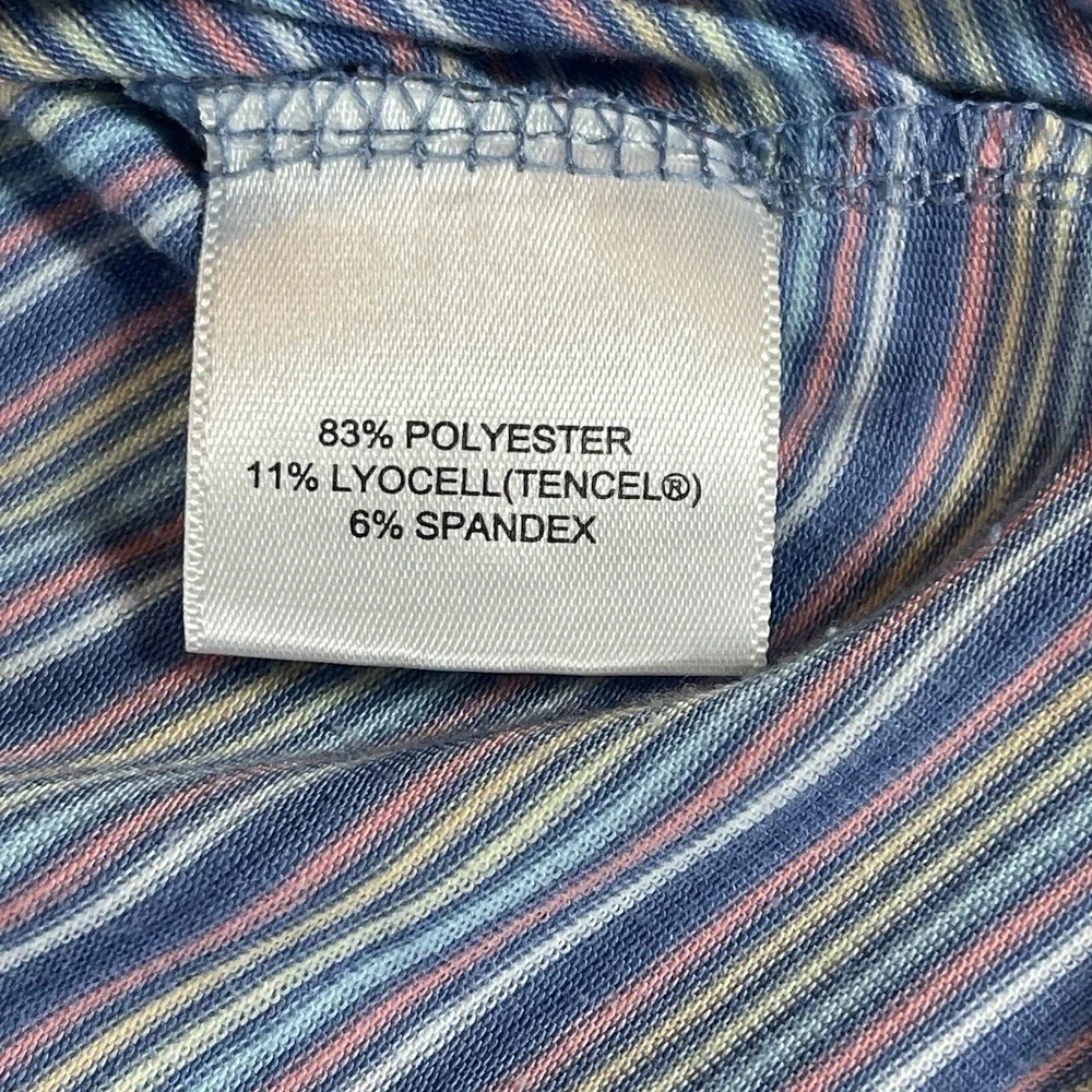 Peter Millar Seaside Polo Shirt Mens M Blue Pink Striped Short Sleeve - Picture 5 of 10